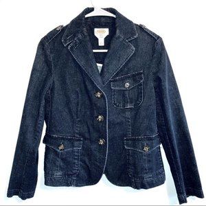 TALBOTS Button Up Dark Wash Fitted Denim Jean Jacket Size 6